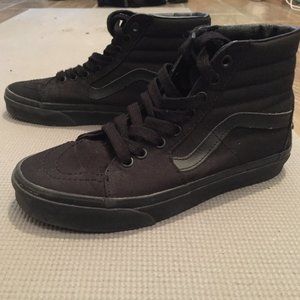 Vans Canvas Sk8 Hi Black on Black Skate Shoes